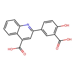 2-(3-Carboxy-4-hydroxyphenyl)quinoline-4-carboxylic acid structure