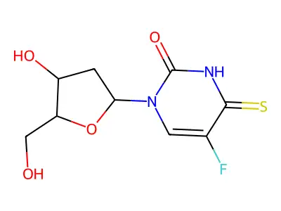 5-fluoro-1-[4-hydroxy-5-(hydroxymethyl)oxolan-2-yl]-4-sulfanylidenepyrimidin-2-one structure
