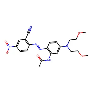 N-[5-[bis(2-methoxyethyl)amino]-2-[(2-cyano-4-nitrophenyl)azo]phenyl]acetamide structure