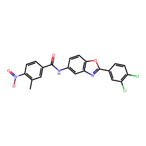 N-[2-(3,4-dichlorophenyl)-1,3-benzoxazol-5-yl]-3-methyl-4-nitrobenzamide structure