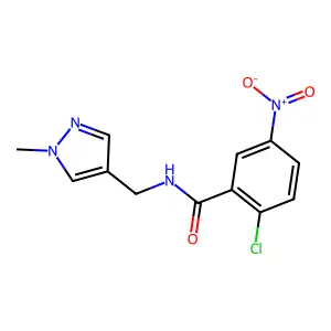 2-chloro-N-[(1-methylpyrazol-4-yl)methyl]-5-nitrobenzamide structure