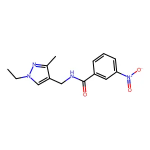 N-[(1-ethyl-3-methyl-1H-pyrazol-4-yl)methyl]-3-nitrobenzamide structure