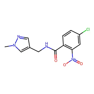4-chloro-N-[(1-methylpyrazol-4-yl)methyl]-2-nitrobenzamide structure