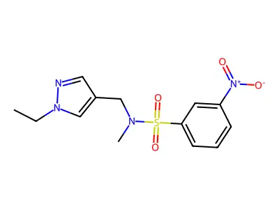 N-[(1-ethylpyrazol-4-yl)methyl]-N-methyl-3-nitrobenzenesulfonamide structure