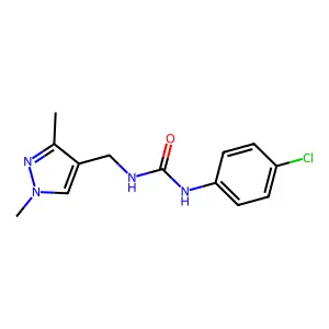 N-(4-chlorophenyl)-N'-[(1,3-dimethyl-1H-pyrazol-4-yl)methyl]urea structure