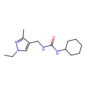1-Cyclohexyl-3-[(1-ethyl-3-methylpyrazol-4-yl)methyl]urea structure