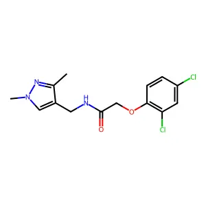 2-(2,4-dichlorophenoxy)-N-[(1,3-dimethyl-1H-pyrazol-4-yl)methyl]acetamide structure