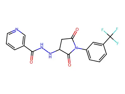 N'-{2,5-dioxo-1-[3-(trifluoromethyl)phenyl]pyrrolidin-3-yl}pyridine-3-carbohydrazide structure