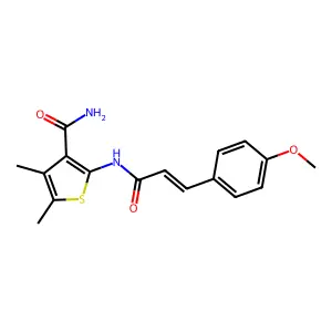 (E)-2-(3-(4-methoxyphenyl)acrylamido)-4,5-dimethylthiophene-3-carboxamide structure
