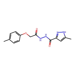 3-methyl-N'-[(4-methylphenoxy)acetyl]-1H-pyrazole-5-carbohydrazide structure