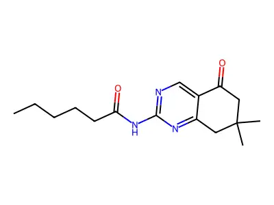 N-(7,7-dimethyl-5-oxo-5,6,7,8-tetrahydroquinazolin-2-yl)hexanamide structure