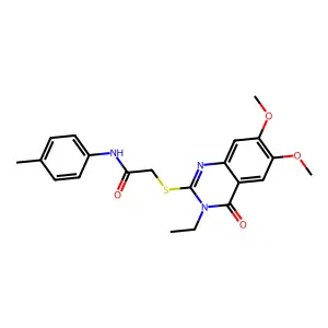 2-[(3-ethyl-6,7-dimethoxy-4-oxo-3,4-dihydroquinazolin-2-yl)sulfanyl]-N-(4-methylphenyl)acetamide structure