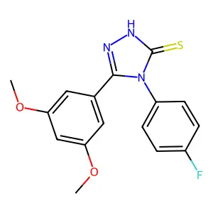 3-(3,5-dimethoxyphenyl)-4-(4-fluorophenyl)-1H-1,2,4-triazole-5-thione structure