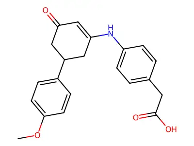 2-(4-{[5-(4-Methoxyphenyl)-3-oxocyclohex-1-enyl]amino}phenyl)acetic acid structure