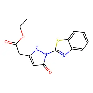 ethyl 2-[2-(1,3-benzothiazol-2-yl)-3-oxo-1H-pyrazol-5-yl]acetate structure