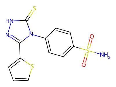 4-(5-sulfanylidene-3-thiophen-2-yl-1H-1,2,4-triazol-4-yl)benzenesulfonamide structure