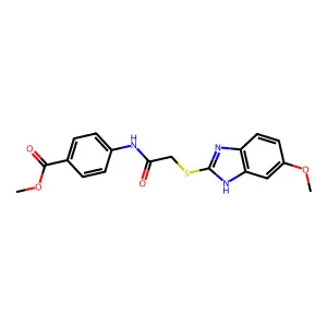 methyl 4-({[(5-methoxy-1H-benzimidazol-2-yl)thio]acetyl}amino)benzoate structure