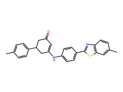 3-{[4-(6-methyl-1,3-benzothiazol-2-yl)phenyl]amino}-5-(4-methylphenyl)cyclohex-2-en-1-one structure