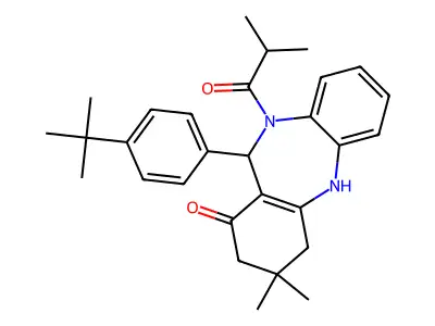 11-(4-tert-butylphenyl)-3,3-dimethyl-10-(2-methylpropanoyl)-2,3,4,5,10,11-hexahydro-1H-dibenzo[b,e][1,4]diazepin-1-one structure