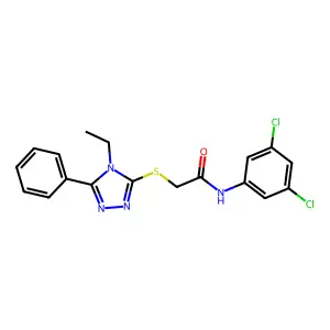 N-(3,5-dichlorophenyl)-2-[(4-ethyl-5-phenyl-4H-1,2,4-triazol-3-yl)sulfanyl]acetamide structure