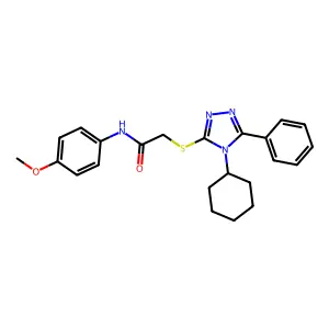 2-[(4-cyclohexyl-5-phenyl-4H-1,2,4-triazol-3-yl)sulfanyl]-N-(4-methoxyphenyl)acetamide structure