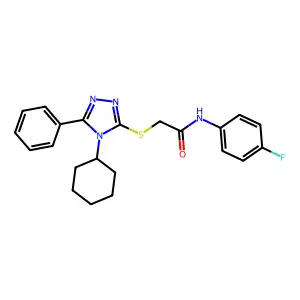 2-[(4-cyclohexyl-5-phenyl-1,2,4-triazol-3-yl)sulfanyl]-N-(4-fluorophenyl)acetamide structure
