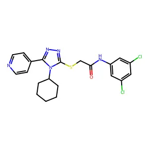2-{[4-cyclohexyl-5-(4-pyridinyl)-4H-1,2,4-triazol-3-yl]sulfanyl}-N-(3,5-dichlorophenyl)acetamide structure