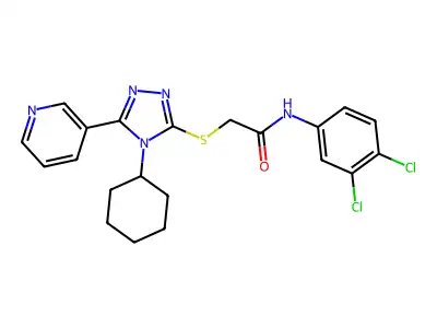 2-[(4-cyclohexyl-5-pyridin-3-yl-1,2,4-triazol-3-yl)sulfanyl]-N-(3,4-dichlorophenyl)acetamide structure