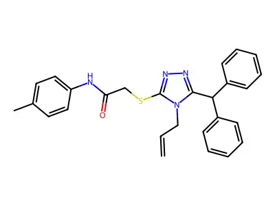 2-{[5-(diphenylmethyl)-4-(prop-2-en-1-yl)-4H-1,2,4-triazol-3-yl]sulfanyl}-N-(4-methylphenyl)acetamide structure