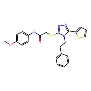 N-(4-methoxyphenyl)-2-{[4-(2-phenylethyl)-5-(thiophen-2-yl)-4H-1,2,4-triazol-3-yl]sulfanyl}acetamide structure