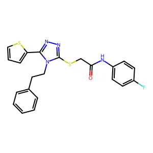N-(4-fluorophenyl)-2-{[4-(2-phenylethyl)-5-(thiophen-2-yl)-4H-1,2,4-triazol-3-yl]sulfanyl}acetamide structure