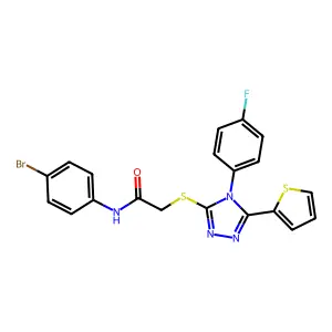 N-(4-bromophenyl)-2-{[4-(4-fluorophenyl)-5-(thiophen-2-yl)-4H-1,2,4-triazol-3-yl]sulfanyl}acetamide structure