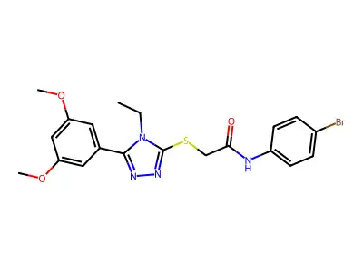 N-(4-bromophenyl)-2-[[5-(3,5-dimethoxyphenyl)-4-ethyl-1,2,4-triazol-3-yl]sulfanyl]acetamide structure