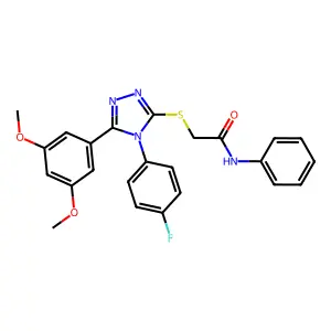 2-((5-(3,5-dimethoxyphenyl)-4-(4-fluorophenyl)-4H-1,2,4-triazol-3-yl)thio)-N-phenylacetamide structure