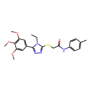 2-[[4-ethyl-5-(3,4,5-trimethoxyphenyl)-1,2,4-triazol-3-yl]sulfanyl]-N-(4-methylphenyl)acetamide structure