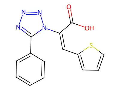 2-(5-Phenyltetrazol-1-yl)-3-thiophen-2-ylprop-2-enoic acid structure
