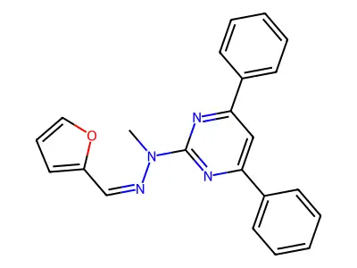 N-[(Z)-furan-2-ylmethylideneamino]-N-methyl-4,6-diphenylpyrimidin-2-amine structure