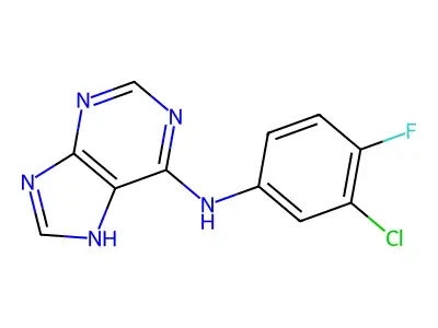 N-(3-chloro-4-fluorophenyl)-7H-purin-6-amine structure