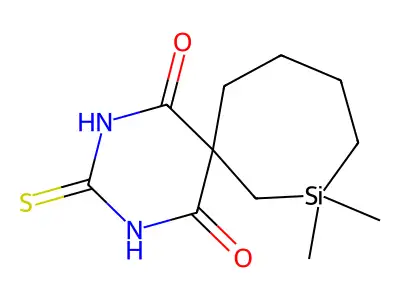 2,4-Diaza-8-silaspiro(5.6)dodecane-1,5-dione, 8,8-dimethyl-3-thio- structure