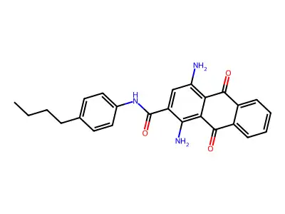 1,4-diamino-N-(4-butylphenyl)-9,10-dioxo-9,10-dihydroanthracene-2-carboxamide structure