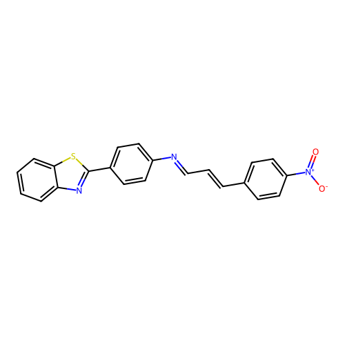 (E)-4-(benzo[d]thiazol-2-yl)-N-((E)-3-(4-nitrophenyl)allylidene)aniline structure