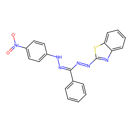 {(1Z)-2-[(4-nitrophenyl)diazenyl]-2-phenyl-1-azavinyl}benzothiazol-2-ylamine structure