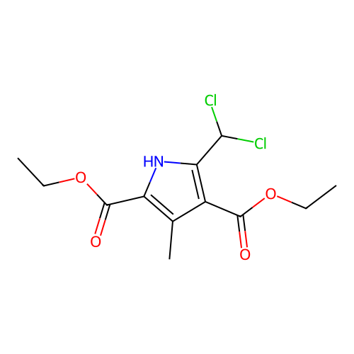 Diethyl 5-(dichloromethyl)-3-methyl-1H-pyrrole-2,4-dicarboxylate structure