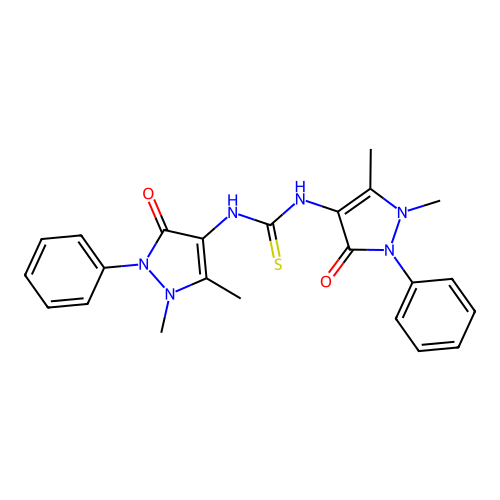 1,3-bis(1,5-dimethyl-3-oxo-2-phenyl-2,3-dihydro-1H-pyrazol-4-yl)thiourea structure