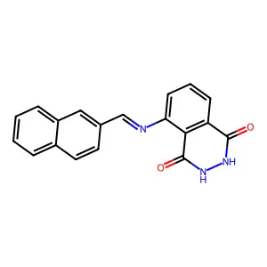 5-{[(E)-naphthalen-2-ylmethylidene]amino}-2,3-dihydrophthalazine-1,4-dione structure