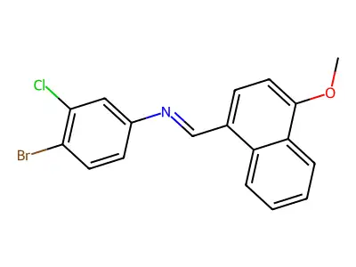 4-bromo-3-chloro-N-[(E)-(4-methoxynaphthalen-1-yl)methylidene]aniline structure