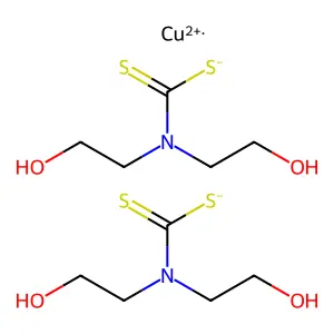 Copper(II) Bis(2-hydroxyethyl)dithiocarbamate structure