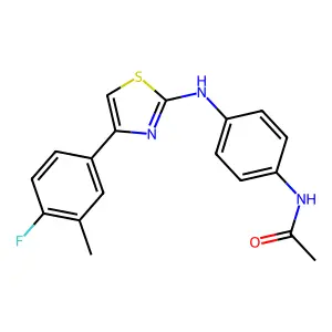N-[4-[[4-(4-fluoro-3-methylphenyl)-1,3-thiazol-2-yl]amino]phenyl]acetamide structure