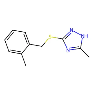 2-methylbenzyl 3-methyl-1H-1,2,4-triazol-5-yl sulfide structure