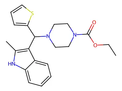 ethyl 4-[(2-methyl-1H-indol-3-yl)(thiophen-2-yl)methyl]piperazine-1-carboxylate structure
